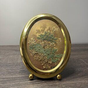 MCM Pressed Dried Wildflower Floral Leave Brass Framed-Hawaiian Floral